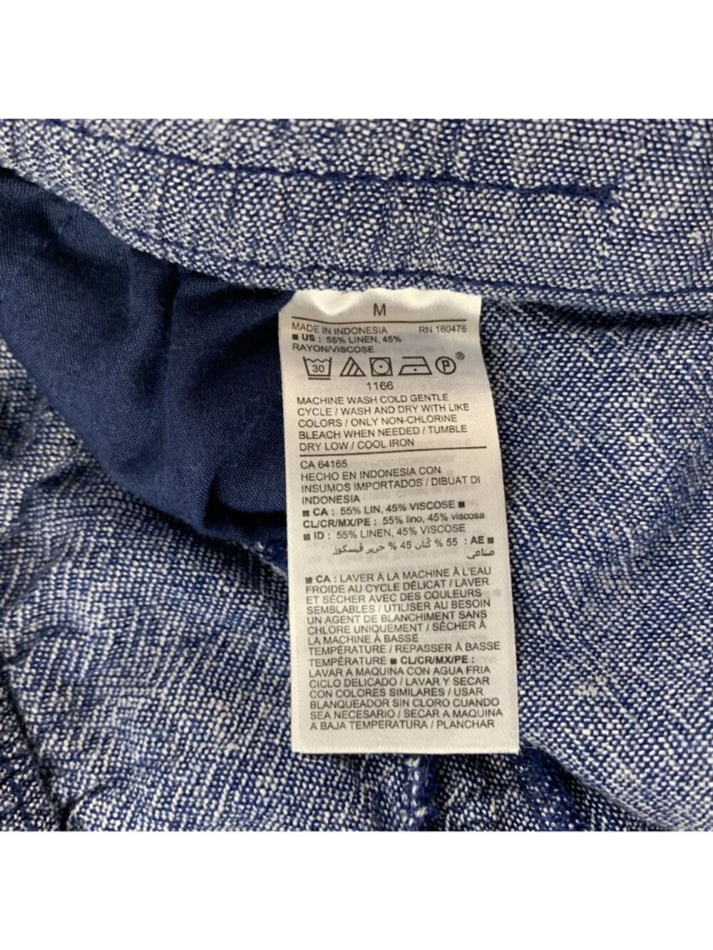 Old Navy Blue Chambray Linen Blend Pull On Shorts M - Picture 3 of 4